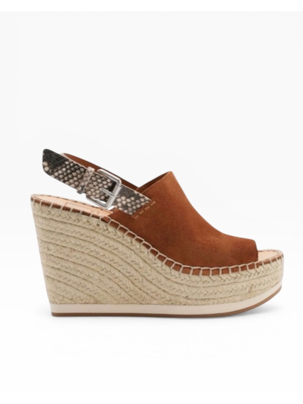Dolce Vita Shan Suede Platform Wedge Espadrille Snakeskin Strap Sz 7.5
